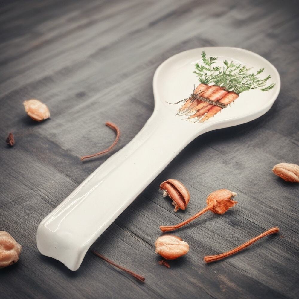 Ceramica Cuore Spoon Rest Carrots Italy Hand Painted Cottagecore Farmhouse